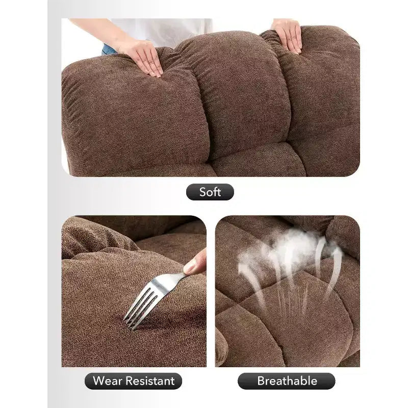 COZONY Poltrona reclinabile girevole a dondolo per adulti, sedia a dondolo imbottita in ciniglia, inclinazione manuale, poggiapiedi, girevole a 360°, soggiorno/cameretta