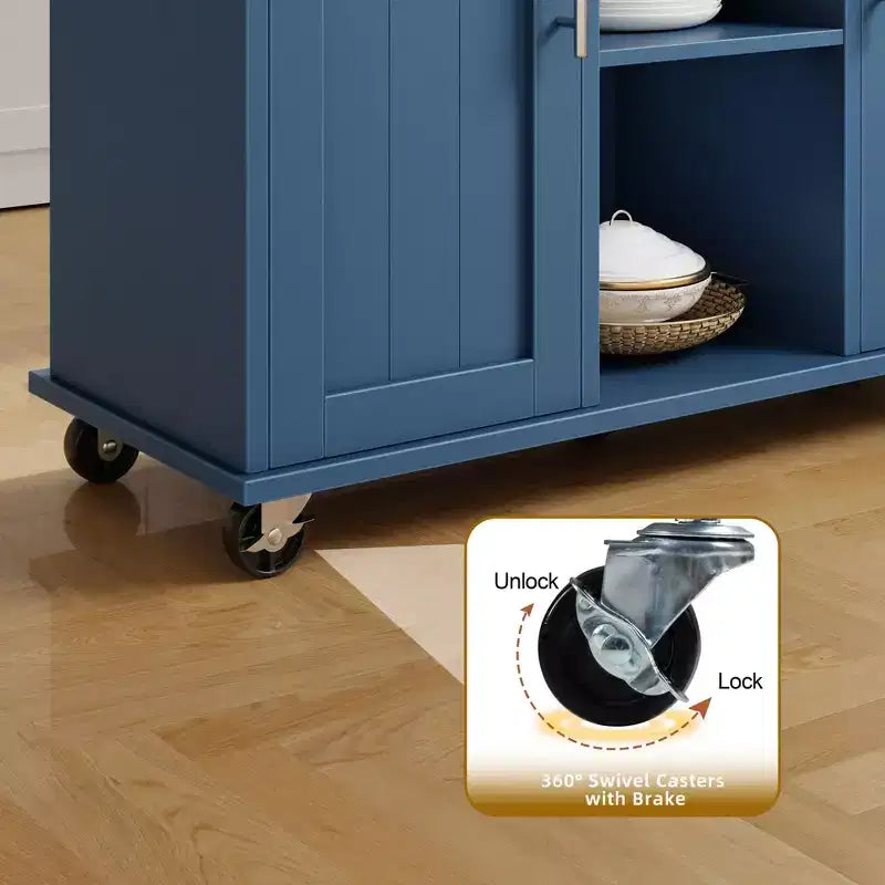 Carrello da Cucina su Ruote Celebalcony con Piano in Legno Massello, Isola da Lavoro Portatile con Ripiani, 1 Cassetto e Ruote Bloccabili