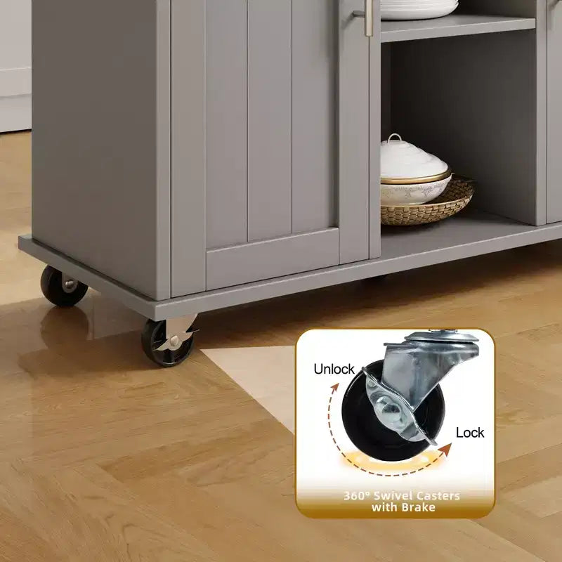 Carrello da Cucina su Ruote Celebalcony con Piano in Legno Massello, Isola da Lavoro Portatile con Ripiani, 1 Cassetto e Ruote Bloccabili