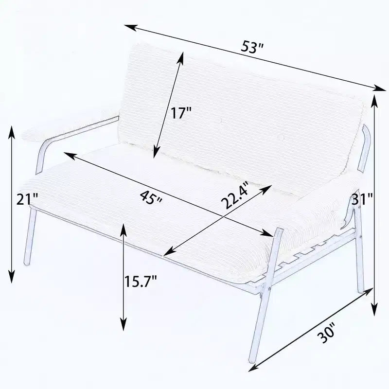 Divano MAYEERTY 53 pollici beige adatto a diversi ambienti per appartamento piccolo, soggiorno, camera da letto