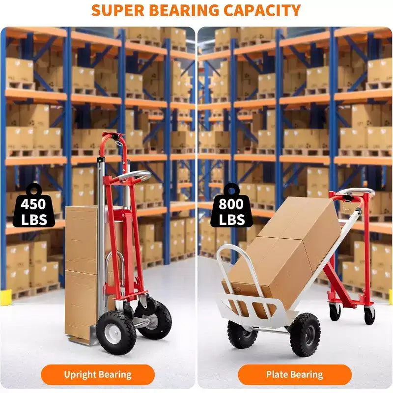 Carrello con ruote, capacità 360 kg, carrello pieghevole per impieghi gravosi, carrello multiuso rotante per il trasporto e lo spostamento in casa, magazzino, supermercato