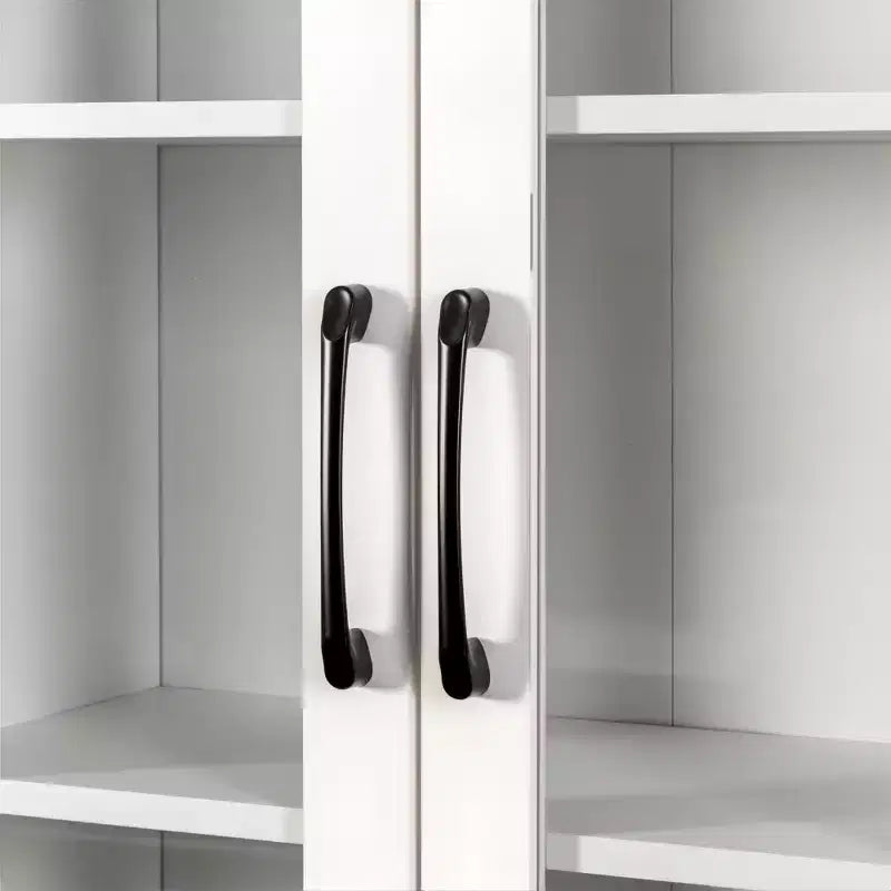 JVNOXK-Mobile contenitore da 179,98 cm con quattro ripiani estraibili multifunzione e doppie ante in vetro, mobile da cucina - Legno