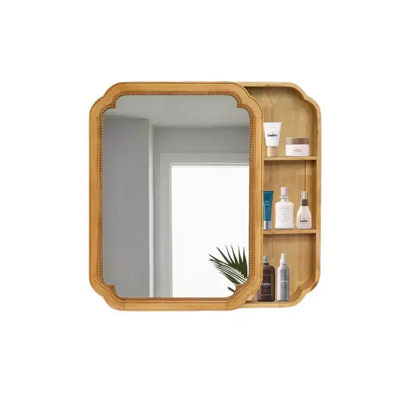 GDFStudio Pensile da Bagno Farmhouse Collins con Specchio ad Angoli Arrotondati e Ripiani Contenitori