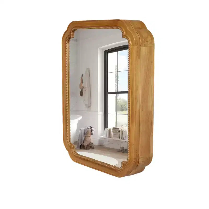 GDFStudio Pensile da Bagno Farmhouse Collins con Specchio ad Angoli Arrotondati e Ripiani Contenitori