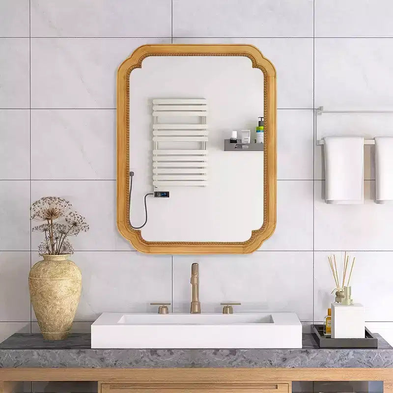 GDFStudio Pensile da Bagno Farmhouse Collins con Specchio ad Angoli Arrotondati e Ripiani Contenitori