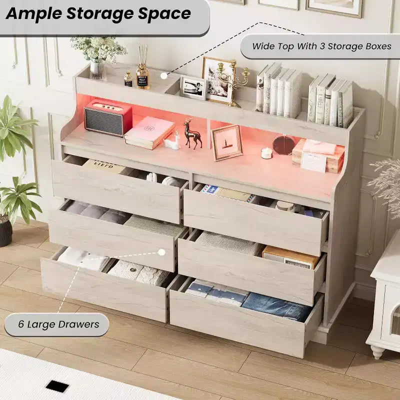 Cassettiera a 6 cassetti, organizer per cassetti di armadi moderni, mobile contenitore in legno per camera da letto, soggiorno, ingresso