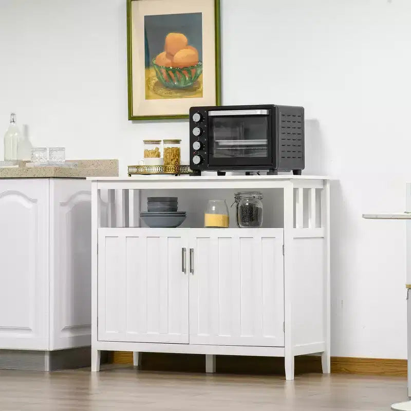 Credenza Buffet Mobile Bar con 2 Ante e Ripiani Regolabili, Tavolo Consolle per Cucina Ingresso Soggiorno