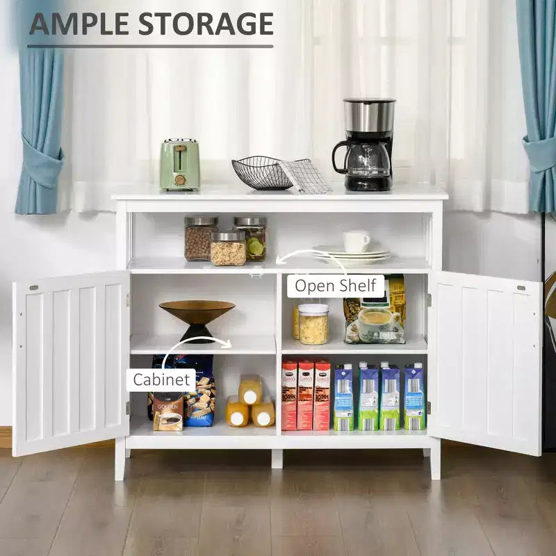 Credenza Buffet Mobile Bar con 2 Ante e Ripiani Regolabili, Tavolo Consolle per Cucina Ingresso Soggiorno