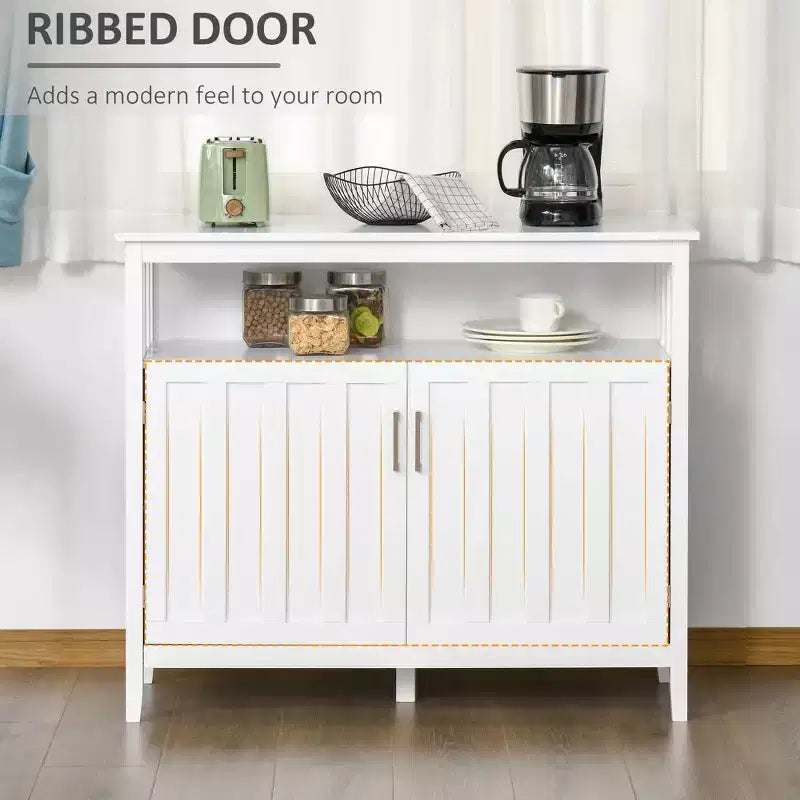 Credenza Buffet Mobile Bar con 2 Ante e Ripiani Regolabili, Tavolo Consolle per Cucina Ingresso Soggiorno