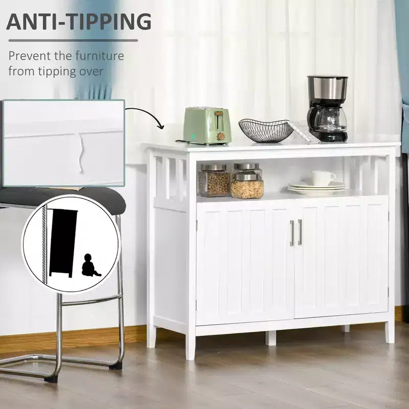 Credenza Buffet Mobile Bar con 2 Ante e Ripiani Regolabili, Tavolo Consolle per Cucina Ingresso Soggiorno