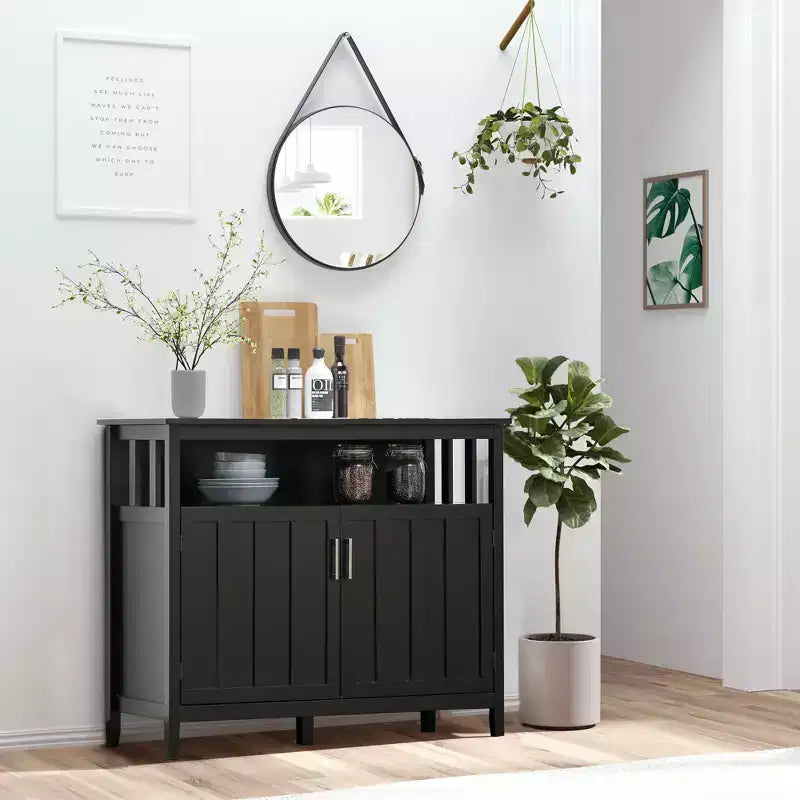 Credenza Buffet Mobile Bar con 2 Ante e Ripiani Regolabili, Tavolo Consolle per Cucina Ingresso Soggiorno