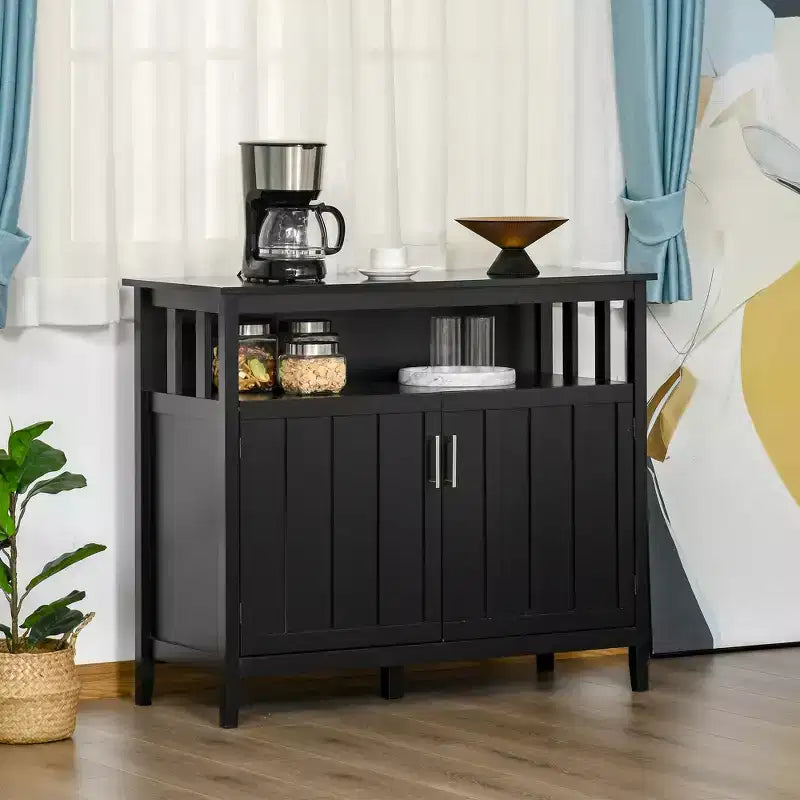 Credenza Buffet Mobile Bar con 2 Ante e Ripiani Regolabili, Tavolo Consolle per Cucina Ingresso Soggiorno