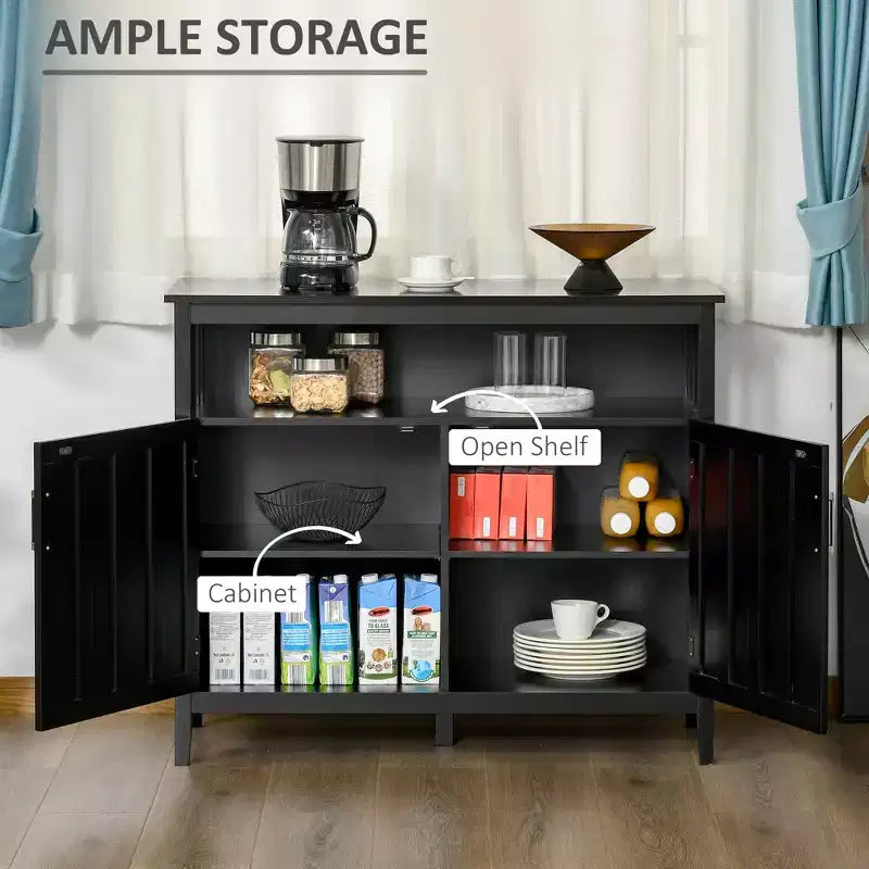Credenza Buffet Mobile Bar con 2 Ante e Ripiani Regolabili, Tavolo Consolle per Cucina Ingresso Soggiorno
