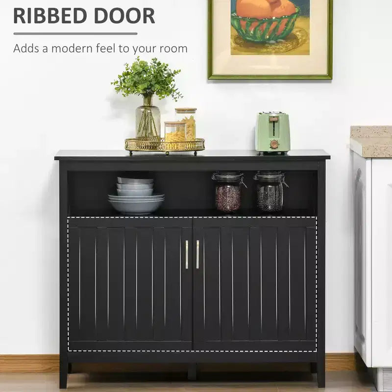 Credenza Buffet Mobile Bar con 2 Ante e Ripiani Regolabili, Tavolo Consolle per Cucina Ingresso Soggiorno