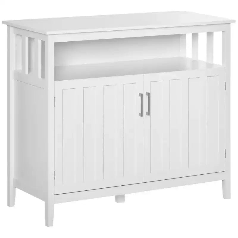 Credenza Buffet Mobile Bar con 2 Ante e Ripiani Regolabili, Tavolo Consolle per Cucina Ingresso Soggiorno