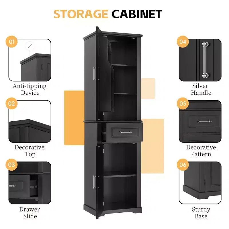 Mobiletto bagno a colonna alto con ante di due dimensioni e ripiano regolabile