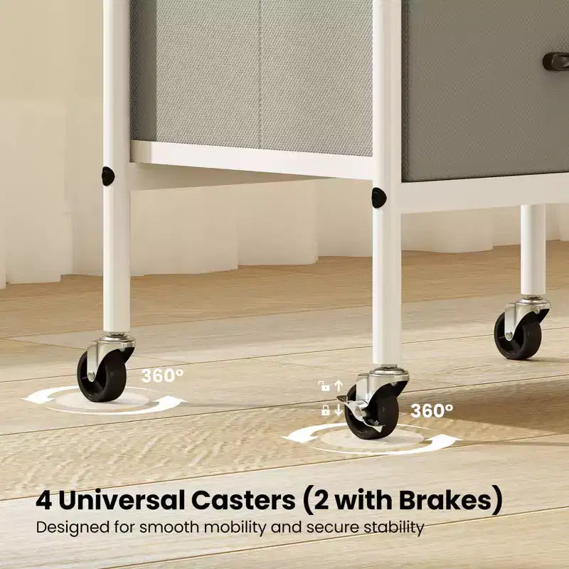 Carrello portaoggetti multiuso con 2 ripiani aperti e 2 cassetti in tessuto - Organizzatore per camera da letto