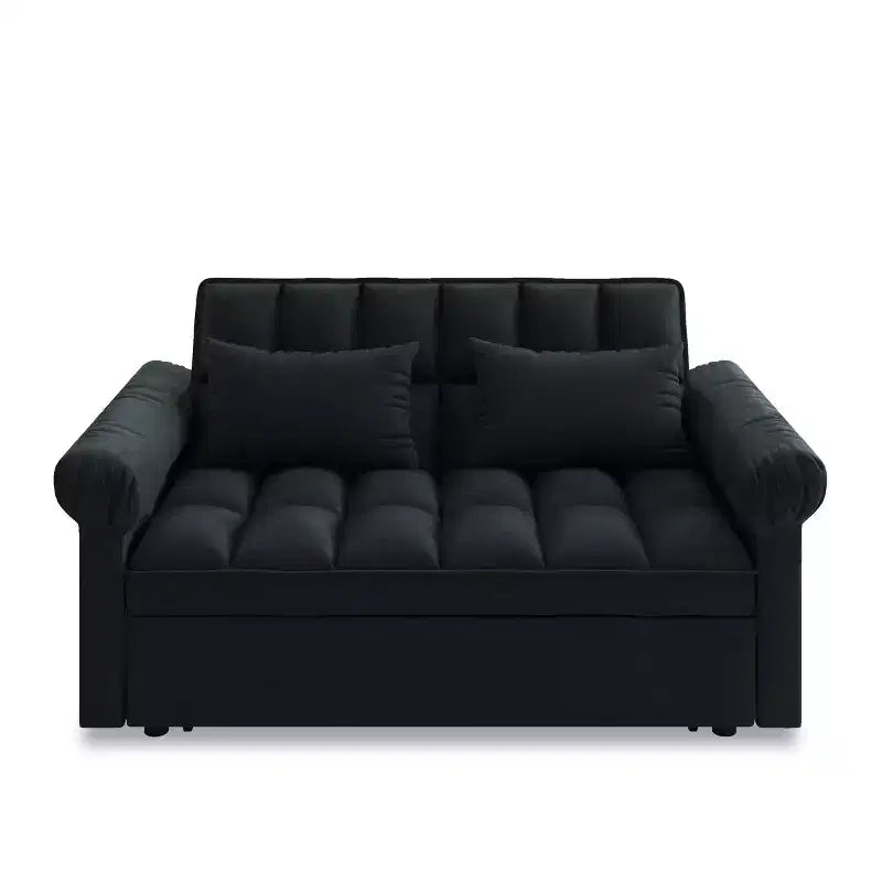 Divano Letto Estraibile a Due Posti Convertibile - Design Moderno Regolabile in Nero