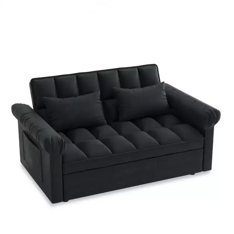Divano Letto Estraibile a Due Posti Convertibile - Design Moderno Regolabile in Nero