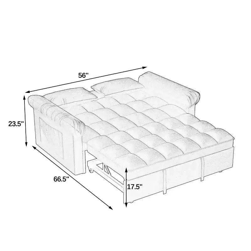Divano Letto Estraibile a Due Posti Convertibile - Design Moderno Regolabile in Nero
