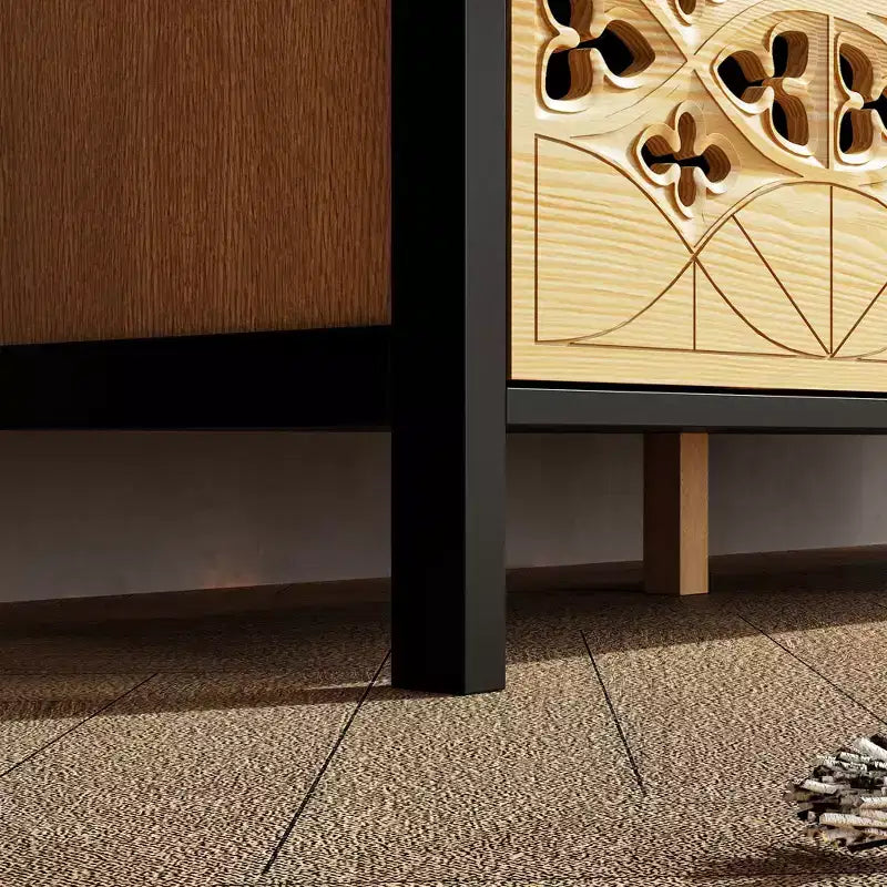 Cassettiera a 9 cassetti con rilievi incisi a mano - Credenza e armadietto multiuso
