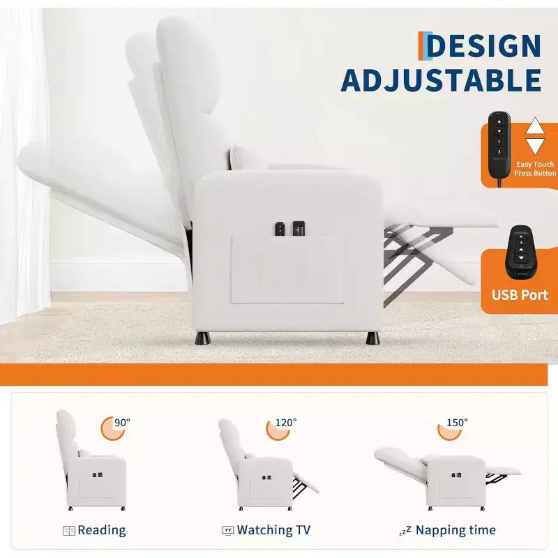 Poltrona Reclinabile Ergonomica Imbottita con Schienale Alto, Tasche Laterali e Sedile Imbottito - Soggiorno