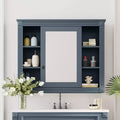 CLIHOME Wall Mounted Bathroom Storage Cabinet, Medicine Cabinet, Wall Mirror Cabinet with 6 Open Shelves