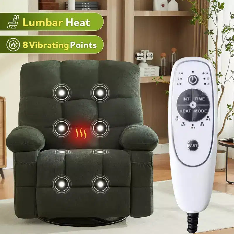 Poltrona Reclinabile Rocker Oversize con Massaggio Vibrante e Calore Lombare - Capacità 158 kg