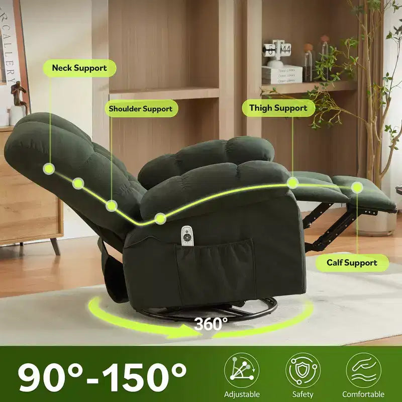 Poltrona Reclinabile Rocker Oversize con Massaggio Vibrante e Calore Lombare - Capacità 158 kg