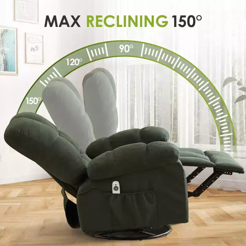 Poltrona Reclinabile Rocker Oversize con Massaggio Vibrante e Calore Lombare - Capacità 158 kg