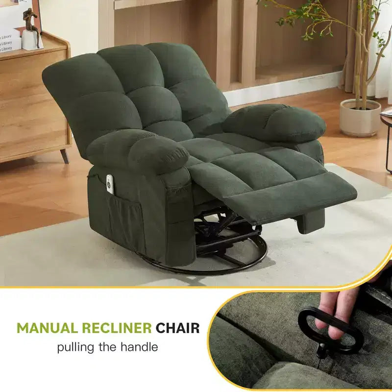 Poltrona Reclinabile Rocker Oversize con Massaggio Vibrante e Calore Lombare - Capacità 158 kg