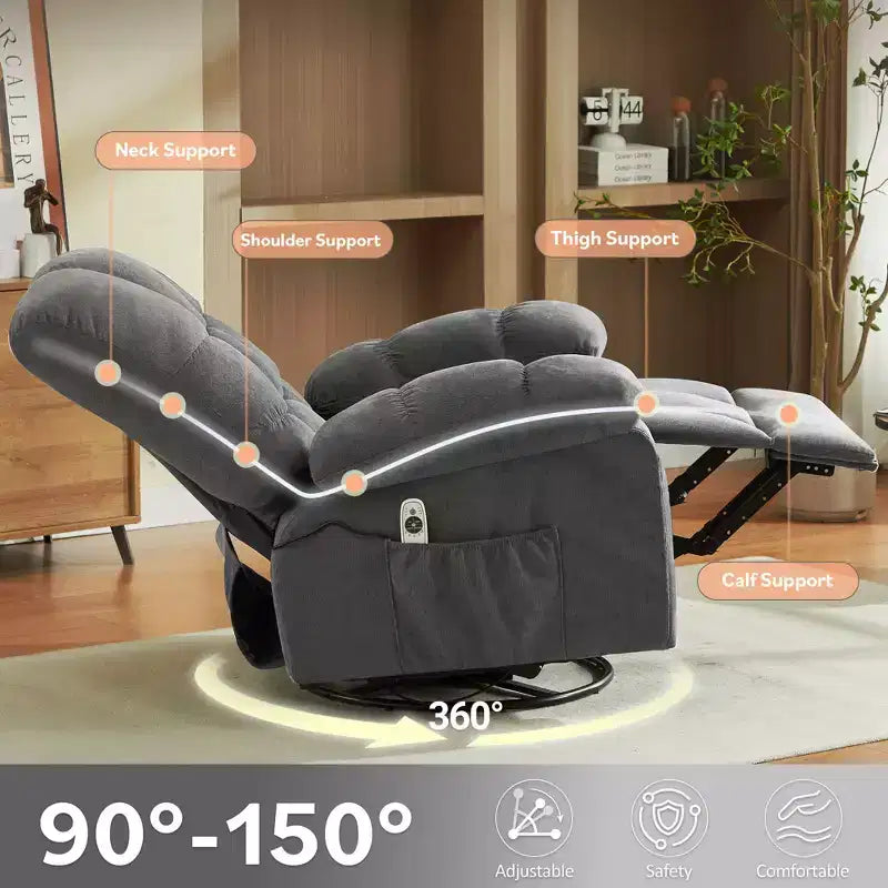 Poltrona Reclinabile Rocker Oversize con Massaggio Vibrante e Calore Lombare - Capacità 158 kg