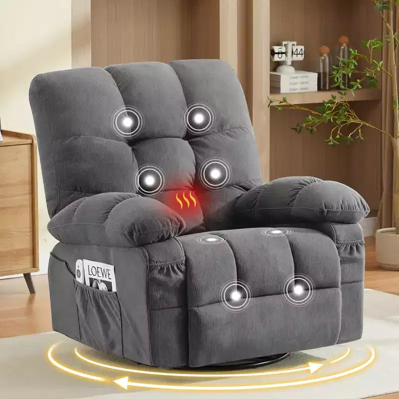 Poltrona Reclinabile Rocker Oversize con Massaggio Vibrante e Calore Lombare - Capacità 158 kg