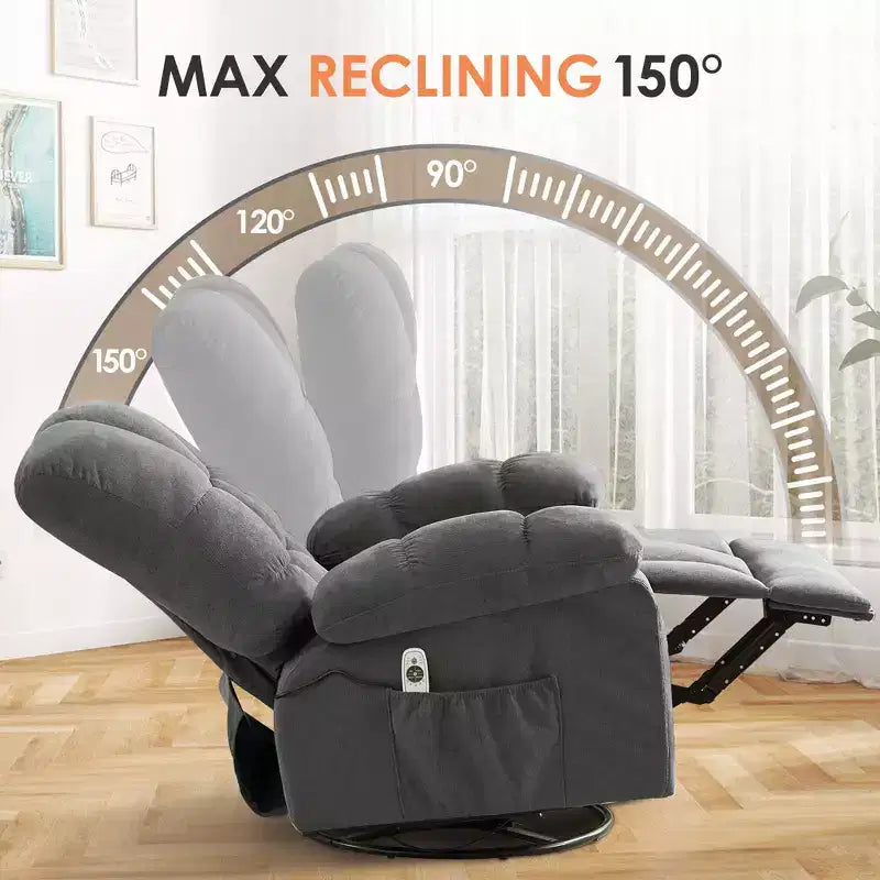 Poltrona Reclinabile Rocker Oversize con Massaggio Vibrante e Calore Lombare - Capacità 158 kg