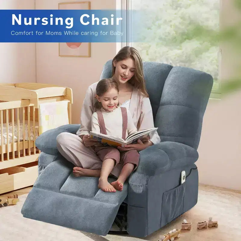 Poltrona Reclinabile Rocker Oversize con Massaggio Vibrante e Calore Lombare - Capacità 158 kg