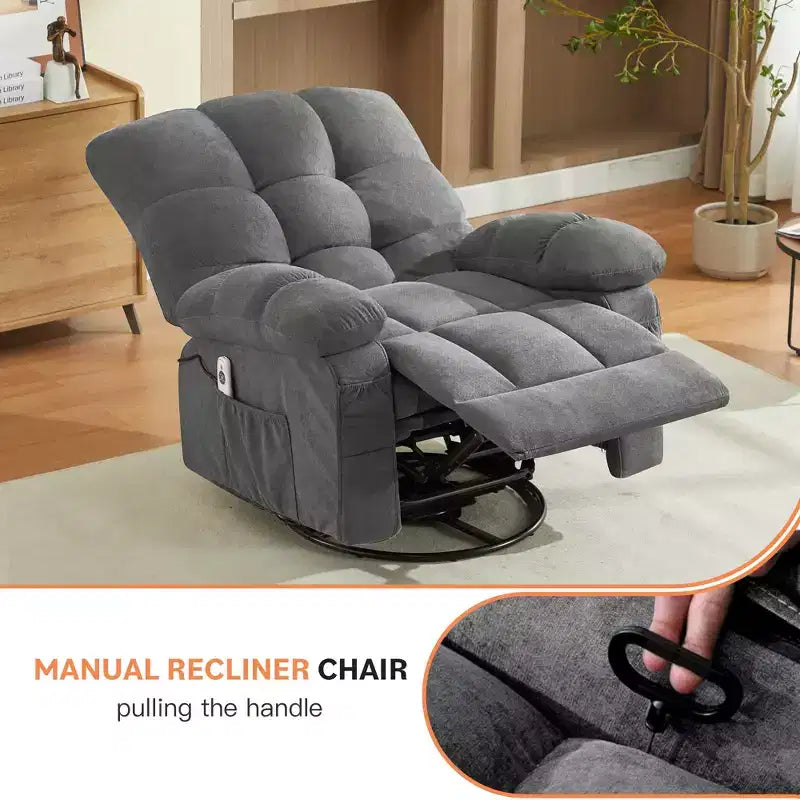 Poltrona Reclinabile Rocker Oversize con Massaggio Vibrante e Calore Lombare - Capacità 158 kg