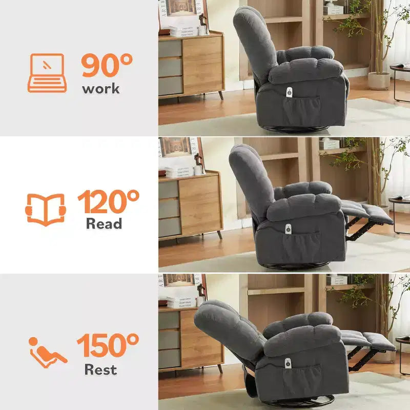 Poltrona Reclinabile Rocker Oversize con Massaggio Vibrante e Calore Lombare - Capacità 158 kg