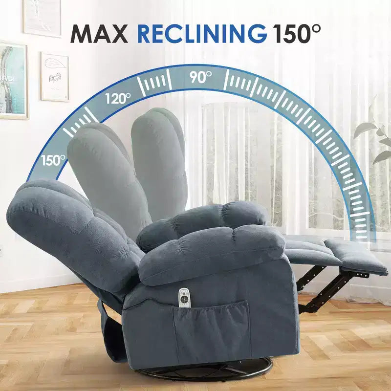 Poltrona Reclinabile Rocker Oversize con Massaggio Vibrante e Calore Lombare - Capacità 158 kg