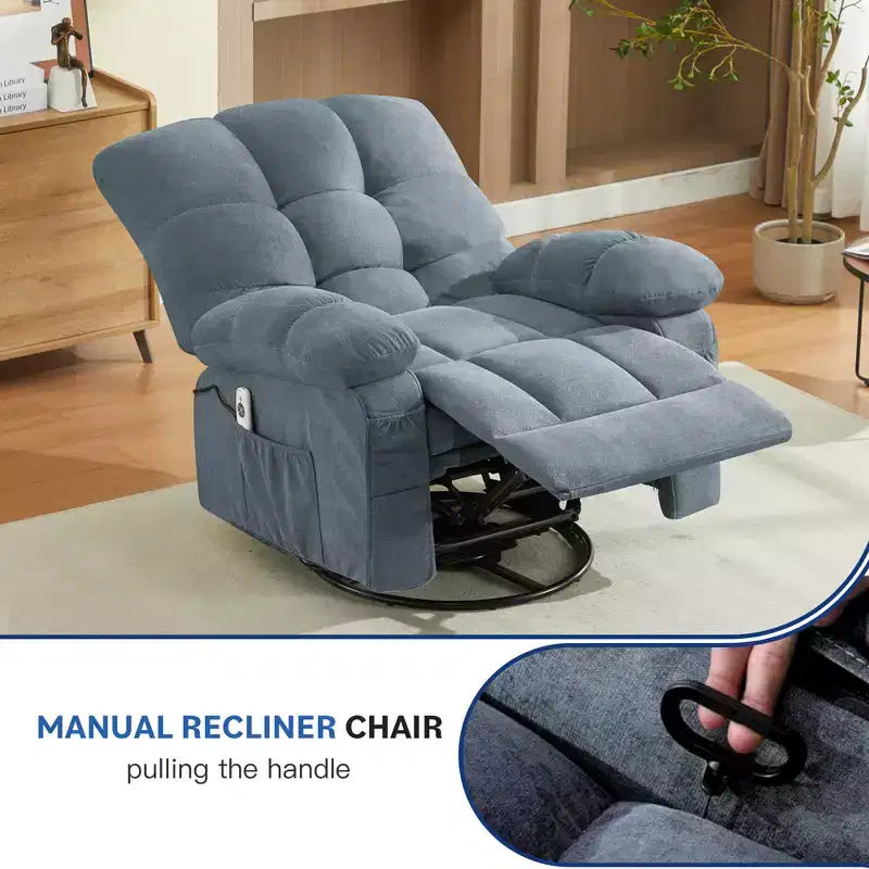 Poltrona Reclinabile Rocker Oversize con Massaggio Vibrante e Calore Lombare - Capacità 158 kg