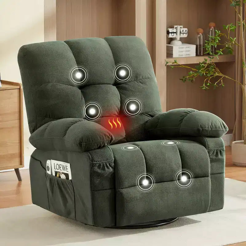 Poltrona Reclinabile Rocker Oversize con Massaggio Vibrante e Calore Lombare - Capacità 158 kg