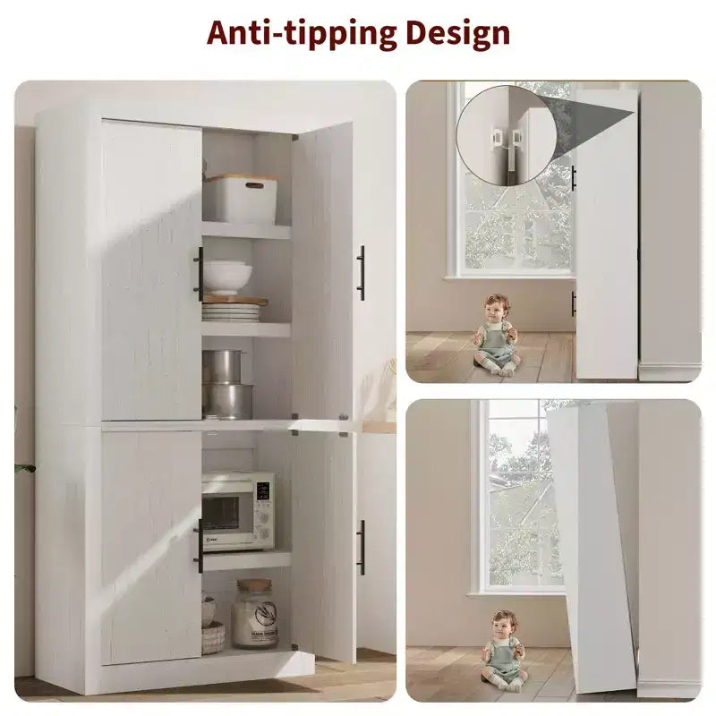 Dispensa da cucina a colonna alta 180 cm con 4 ante e ripiani regolabili
