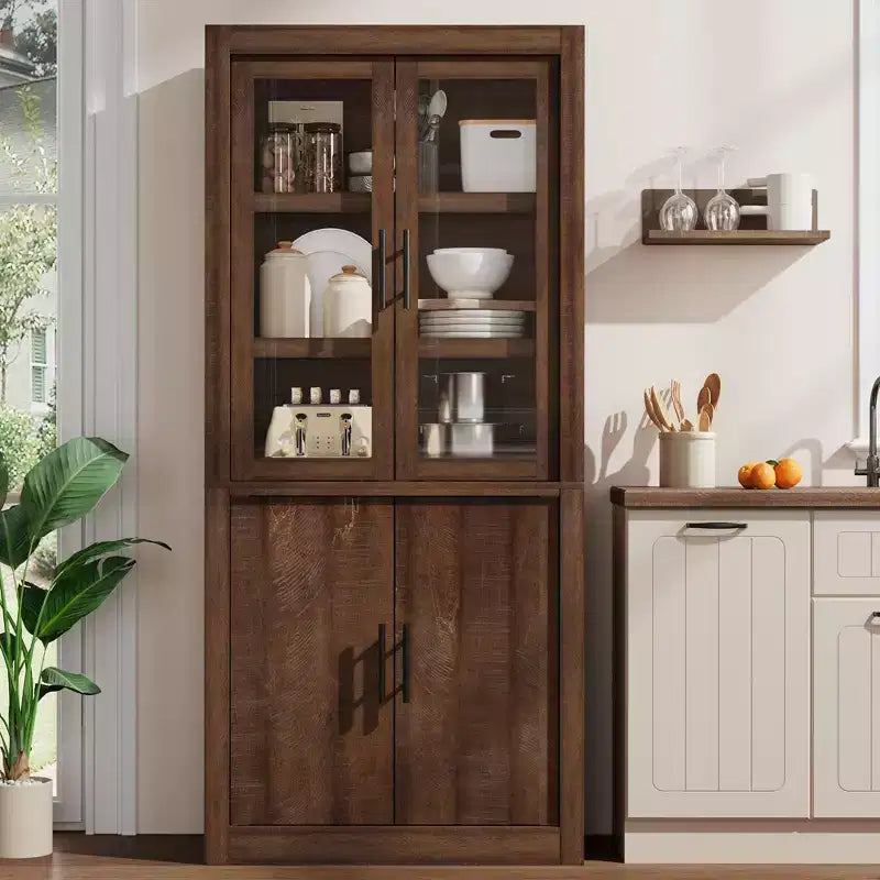 Dispensa da cucina a colonna alta 180 cm con 4 ante e ripiani regolabili