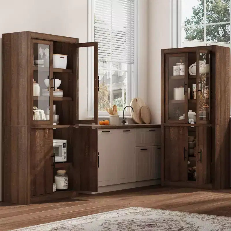 Dispensa da cucina a colonna alta 180 cm con 4 ante e ripiani regolabili