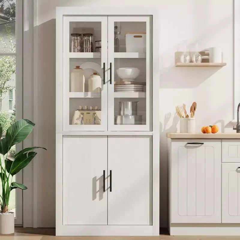 Dispensa da cucina a colonna alta 180 cm con 4 ante e ripiani regolabili
