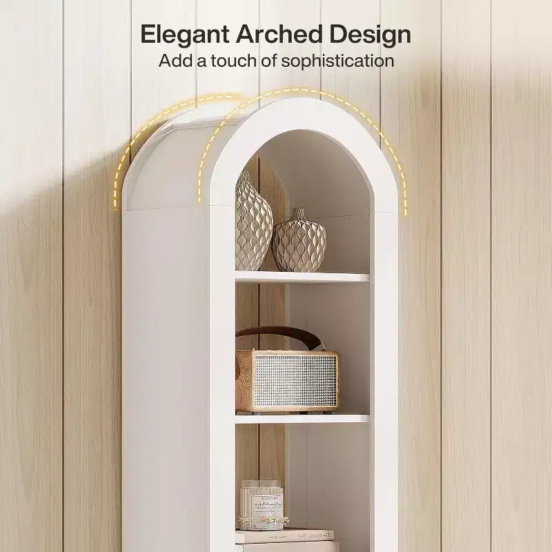 Libreria stretta ad arco a 6 ripiani alta 190 cm - Scaffale angolare a pavimento