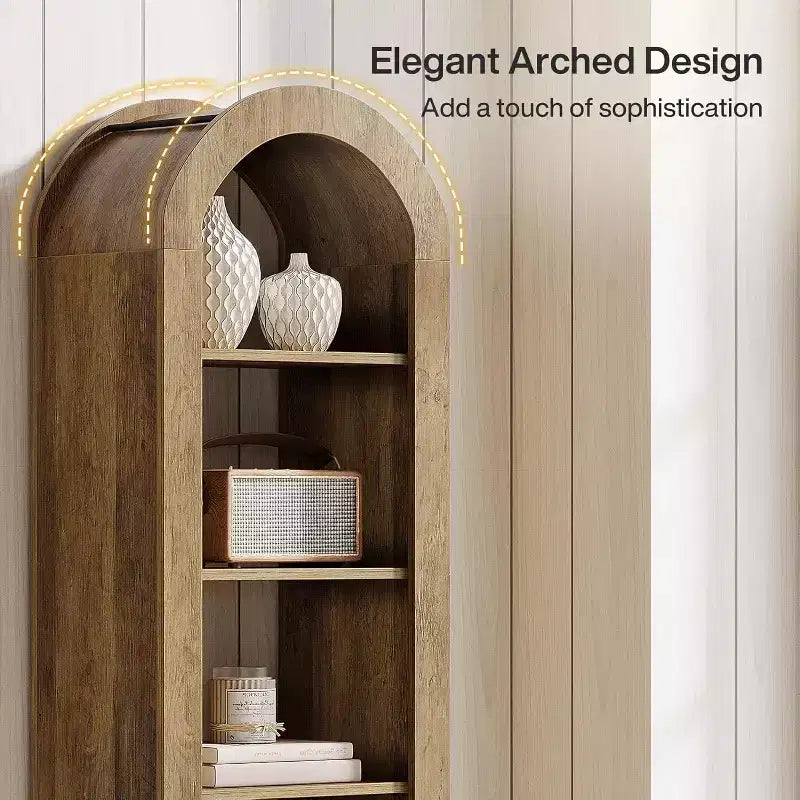 Libreria stretta ad arco a 6 ripiani alta 190 cm - Scaffale angolare a pavimento