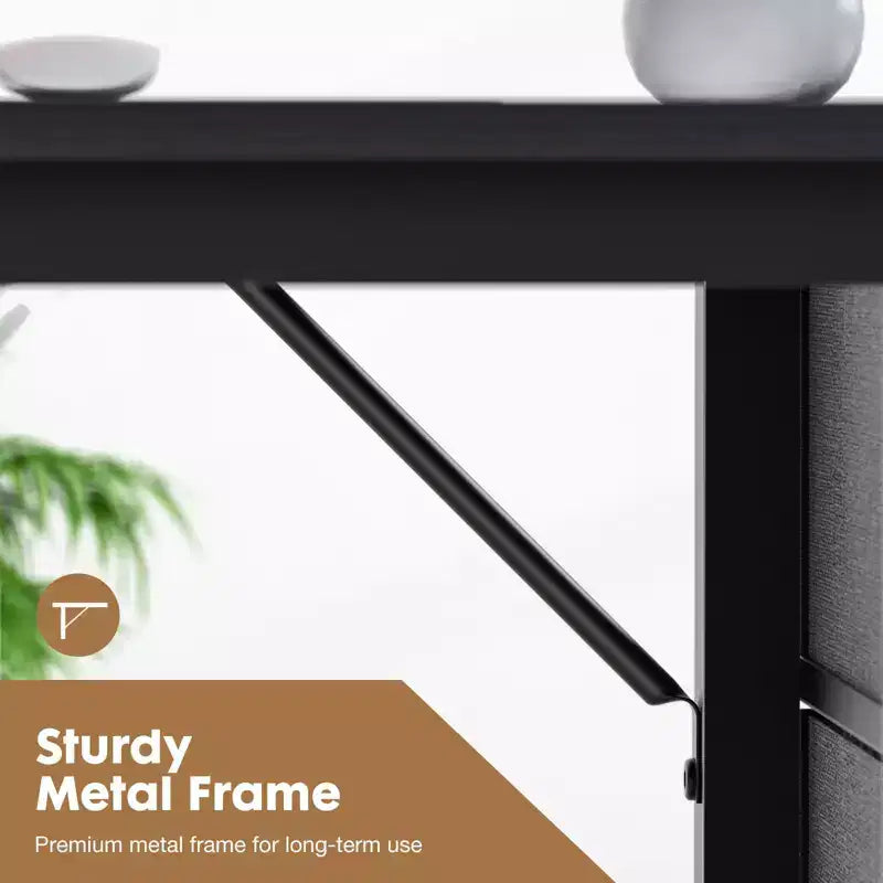 Scrivania per Computer da 122 x 51 cm con Cassetti a 2 Livelli e Gancio per Cuffie - Struttura in Metallo