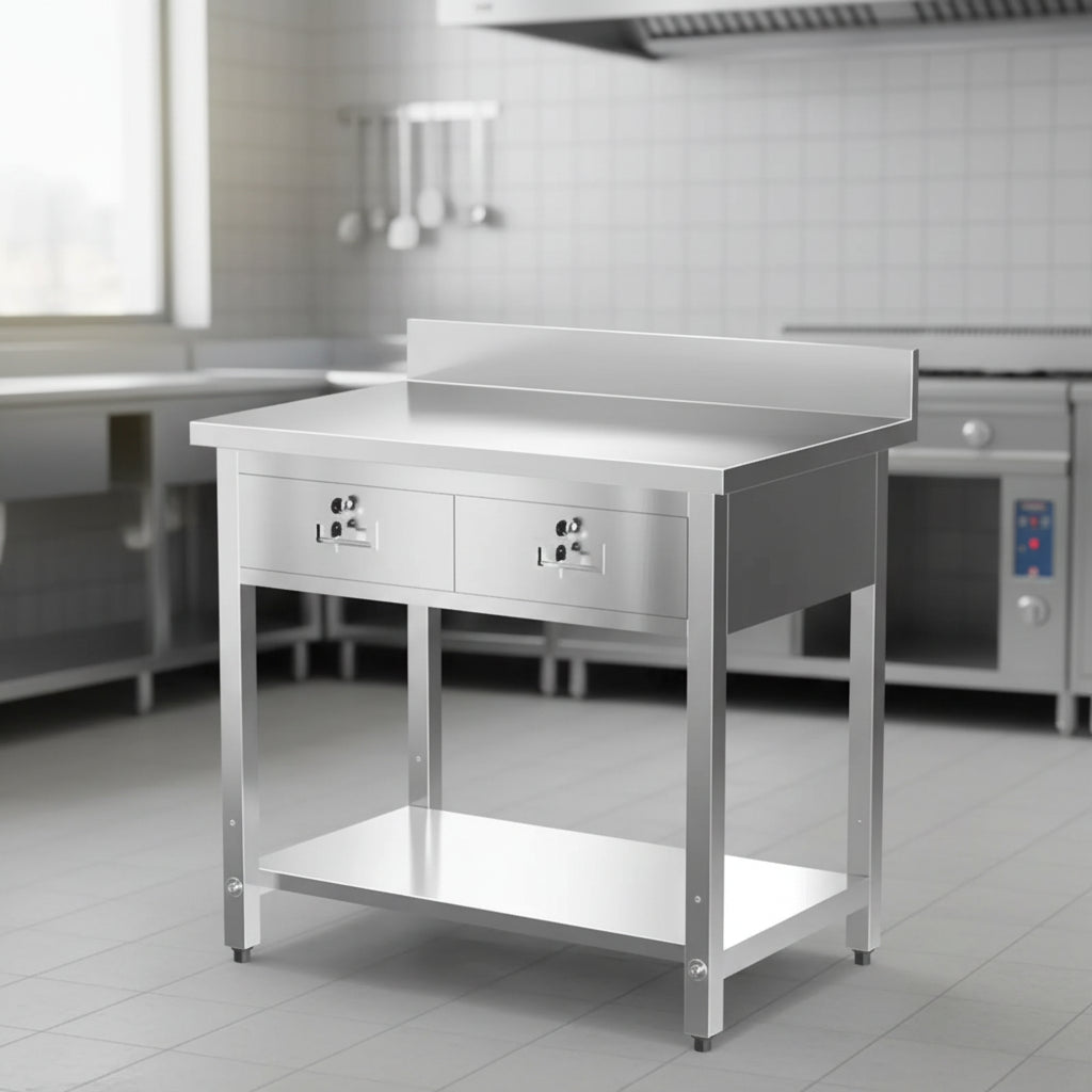 Karl Home 36 x 24 in. Stainless Steel Work Table with 2 Drawers