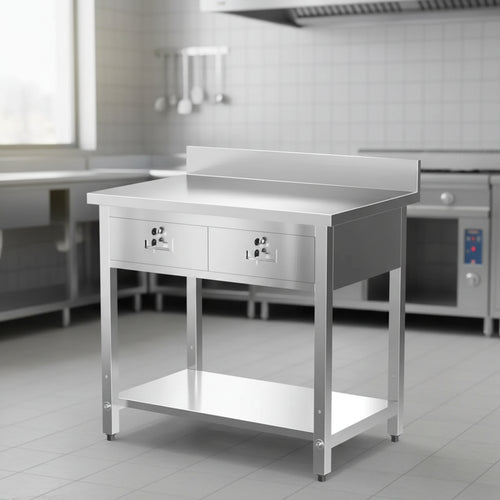 Karl Home 36 x 24 in. Stainless Steel Work Table with 2 Drawers