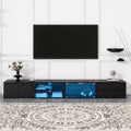 Modern TV Stand for TVs Up to 105 Inches, Faux Marble Tabletop Media Console with Tempered Glass Doors